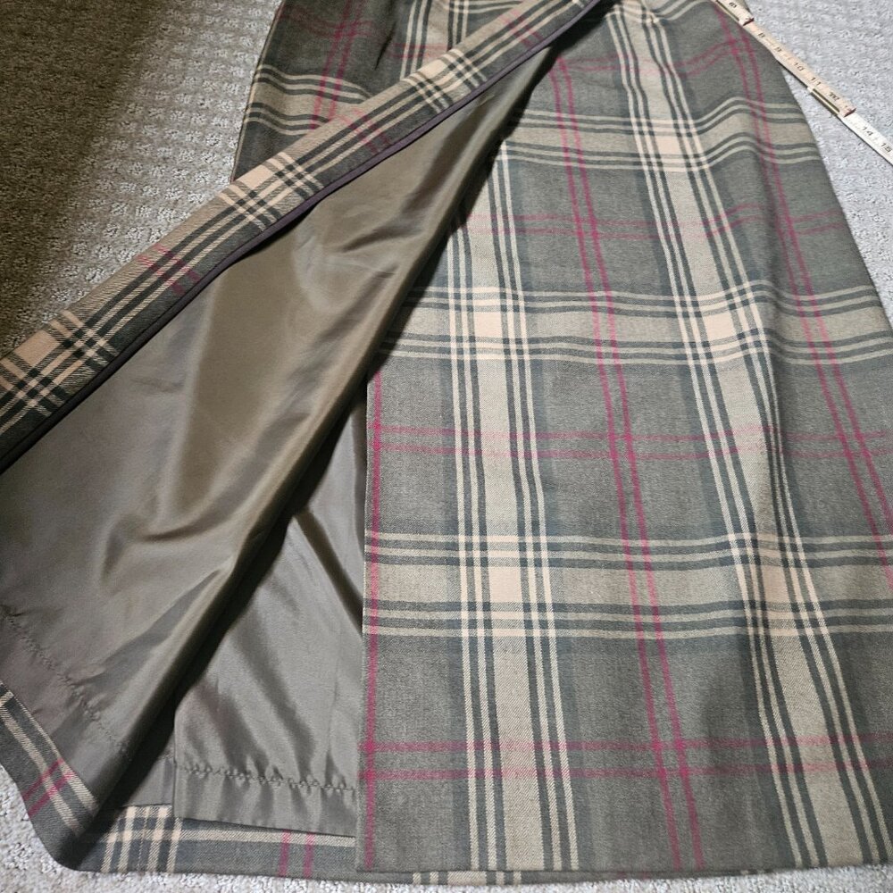 VTG Talbots Midi Skirt 100% Wool Women's SZ 14 Plaid Gray Preppy Academia Work - Picture 5 of 12
